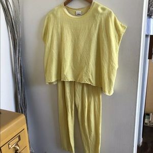 Babaa Yellow Linen Top & Pants Set